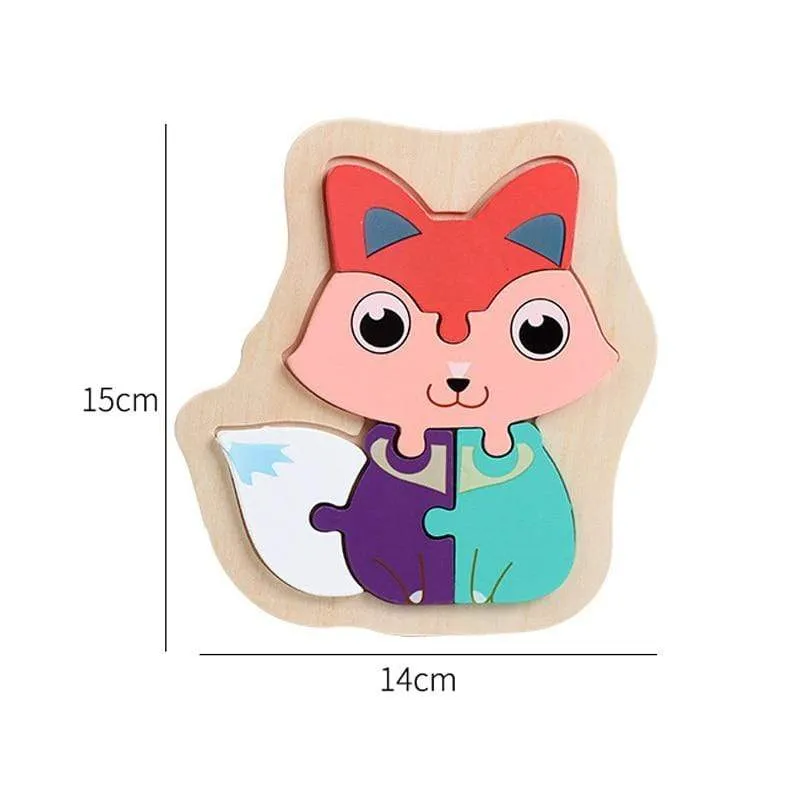 3D Wooden Puzzle Toys For Children Cartoon Animal Vehicle Wood PuzzlesJigsaw Intelligence Kid Baby Early Educational Toys Gifts