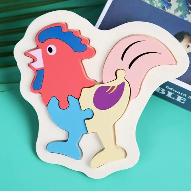3D Wooden Puzzle Toys For Children Cartoon Animal Vehicle Wood PuzzlesJigsaw Intelligence Kid Baby Early Educational Toys Gifts