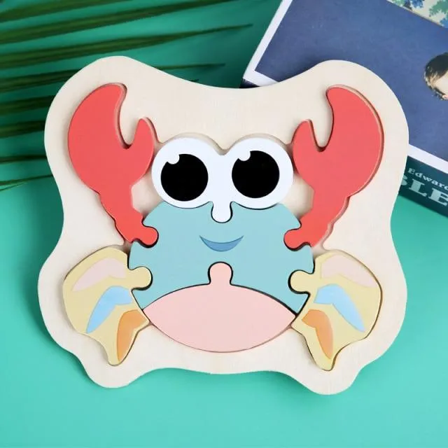 3D Wooden Puzzle Toys For Children Cartoon Animal Vehicle Wood PuzzlesJigsaw Intelligence Kid Baby Early Educational Toys Gifts