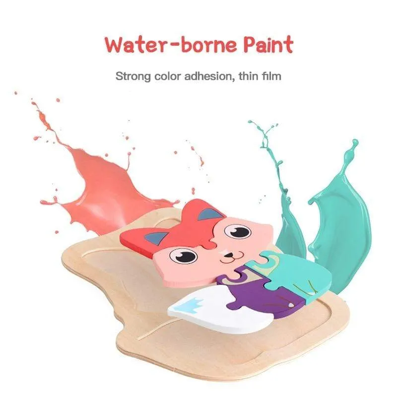 3D Wooden Puzzle Toys For Children Cartoon Animal Vehicle Wood PuzzlesJigsaw Intelligence Kid Baby Early Educational Toys Gifts