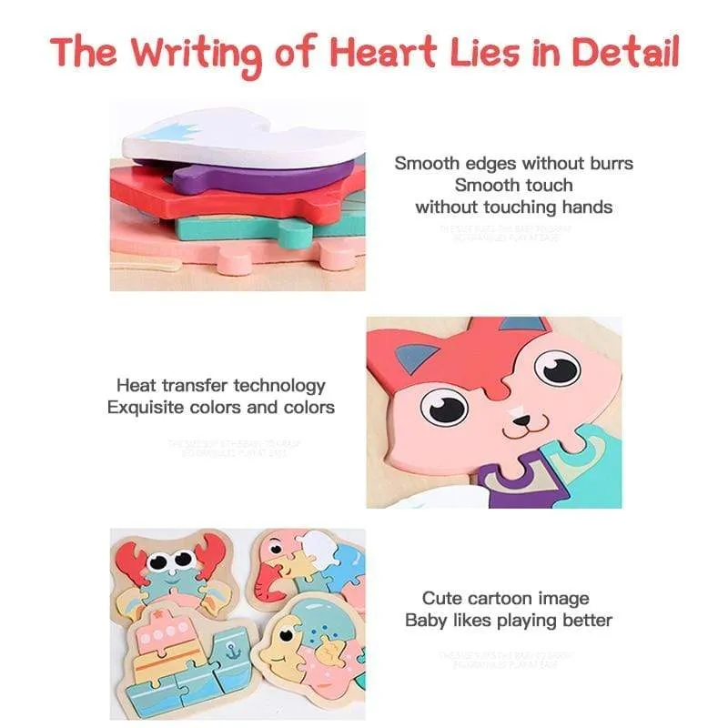 3D Wooden Puzzle Toys For Children Cartoon Animal Vehicle Wood PuzzlesJigsaw Intelligence Kid Baby Early Educational Toys Gifts