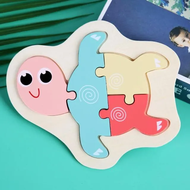 3D Wooden Puzzle Toys For Children Cartoon Animal Vehicle Wood PuzzlesJigsaw Intelligence Kid Baby Early Educational Toys Gifts