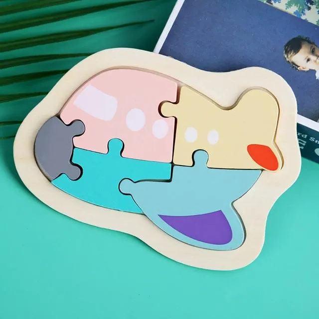 3D Wooden Puzzle Toys For Children Cartoon Animal Vehicle Wood PuzzlesJigsaw Intelligence Kid Baby Early Educational Toys Gifts