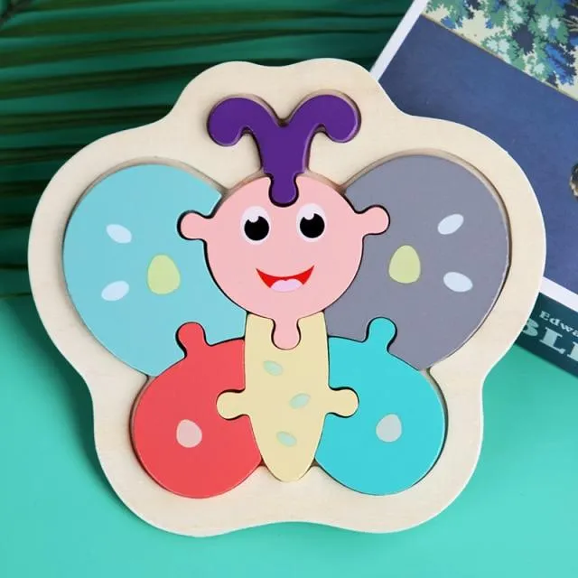 3D Wooden Puzzle Toys For Children Cartoon Animal Vehicle Wood PuzzlesJigsaw Intelligence Kid Baby Early Educational Toys Gifts