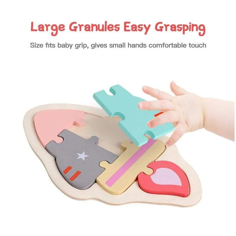 3D Wooden Puzzle Toys For Children Cartoon Animal Vehicle Wood PuzzlesJigsaw Intelligence Kid Baby Early Educational Toys Gifts