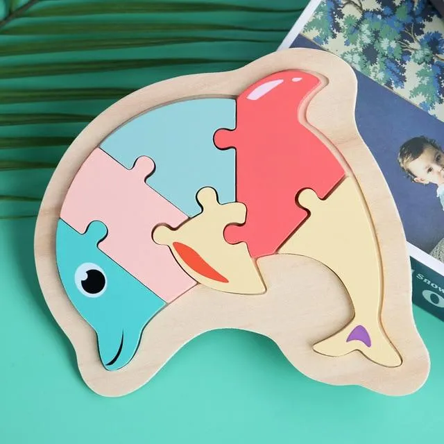 3D Wooden Puzzle Toys For Children Cartoon Animal Vehicle Wood PuzzlesJigsaw Intelligence Kid Baby Early Educational Toys Gifts