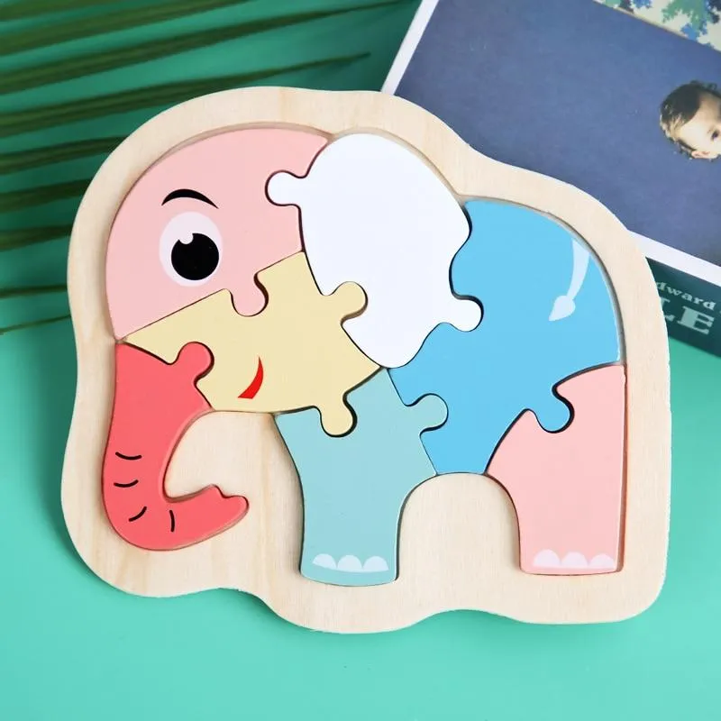 3D Wooden Puzzle Toys For Children Cartoon Animal Vehicle Wood PuzzlesJigsaw Intelligence Kid Baby Early Educational Toys Gifts