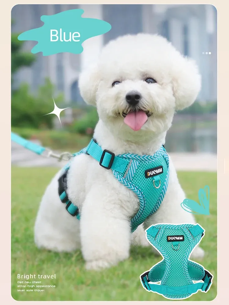 4-point Adjustment Dog Harness and Leash Set for Small Dogs Reflective Mesh Dog Harness Vest Puppy Cat Chest Strap Pet Supplies
