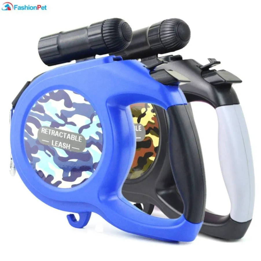 8M Retractable Dog Leash with Flashlight: Safe and Convenient Walks Anytime!