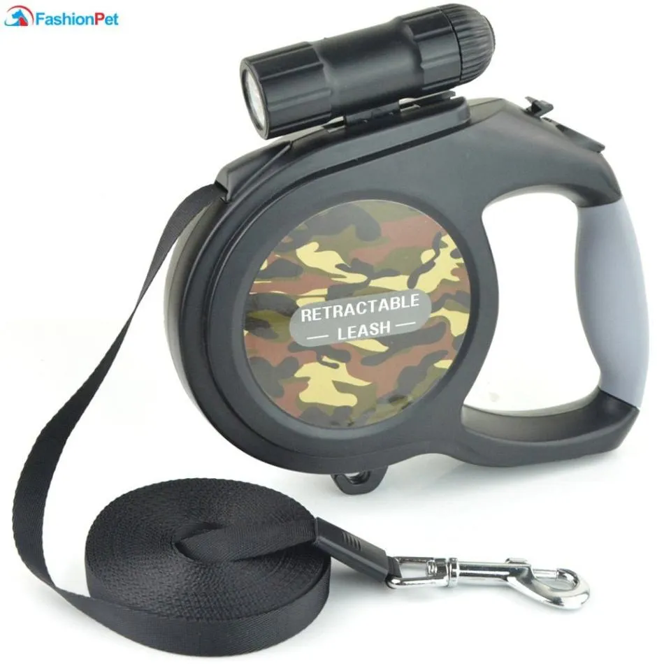 8M Retractable Dog Leash with Flashlight: Safe and Convenient Walks Anytime!
