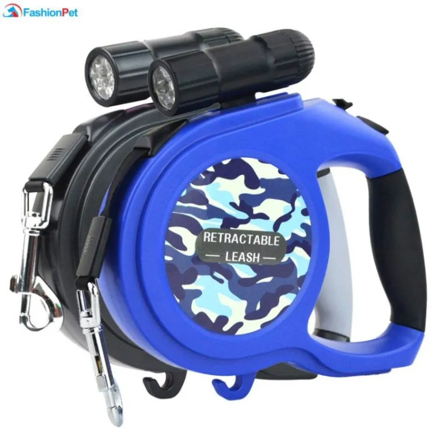 8M Retractable Dog Leash with Flashlight: Safe and Convenient Walks Anytime!