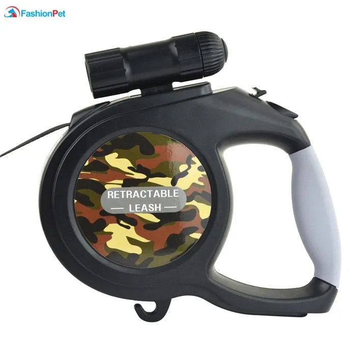8M Retractable Dog Leash with Flashlight: Safe and Convenient Walks Anytime!