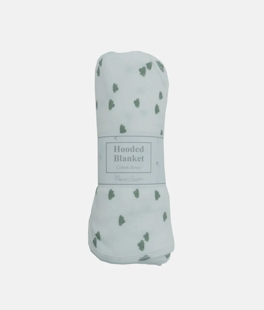 Baby Hooded Blanket - Green Cloud Print