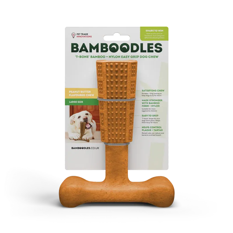 Bamboodles 7 inch Peanut Butter T Bone Chew
