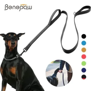 Benepaw Reflective Double Handle Dog Leash with Padded Handles: Ultimate Control and Comfort!