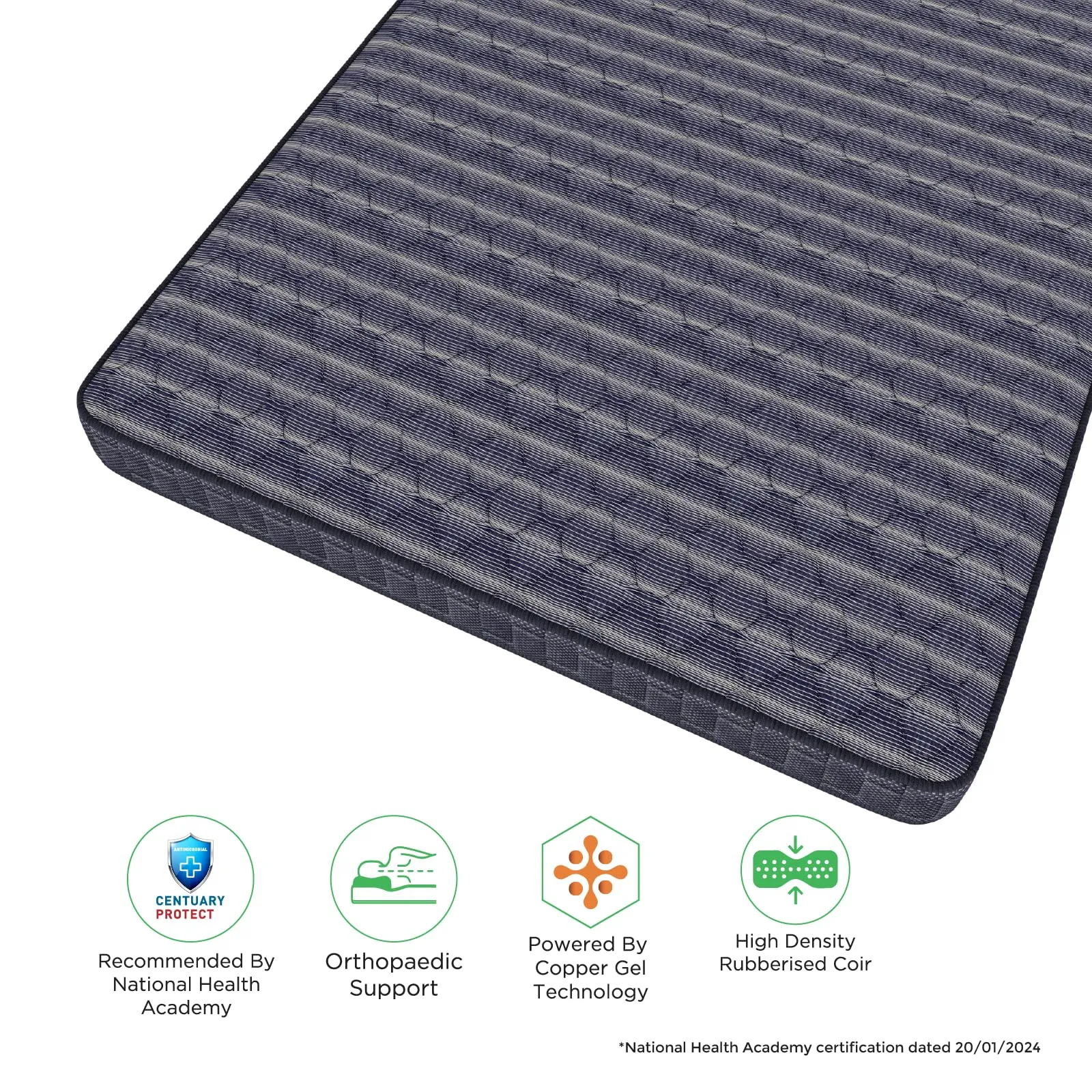 Centuary Mattresses Dr. Sleep  Orthopaedic Extra Firm Foam Mattress,5-Inch King Size Bed Mattress,Spine Support,Rubberised Coir Mattress (72x72x5)