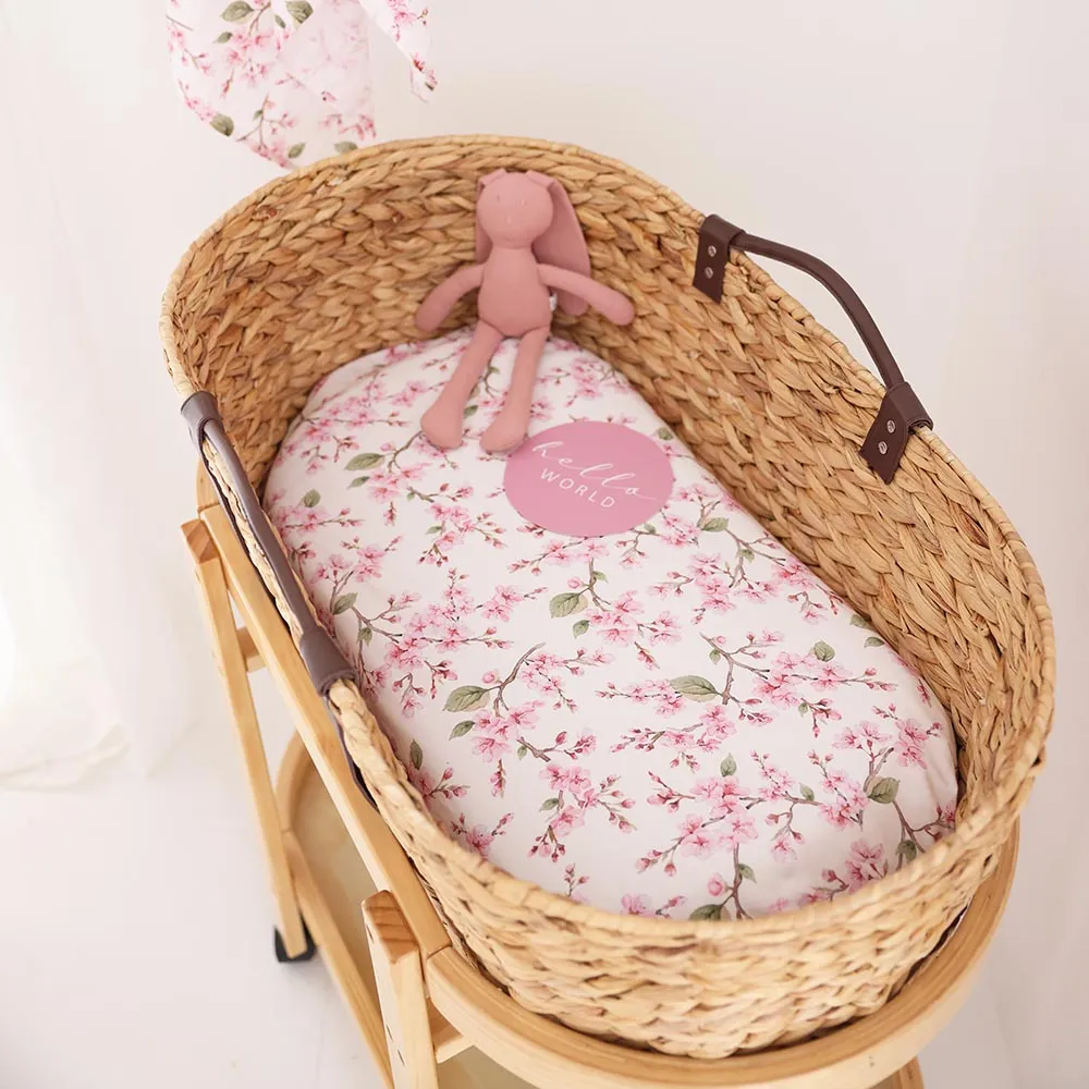 Cherry Blossom Organic Bassinet Sheet / Change Pad Cover