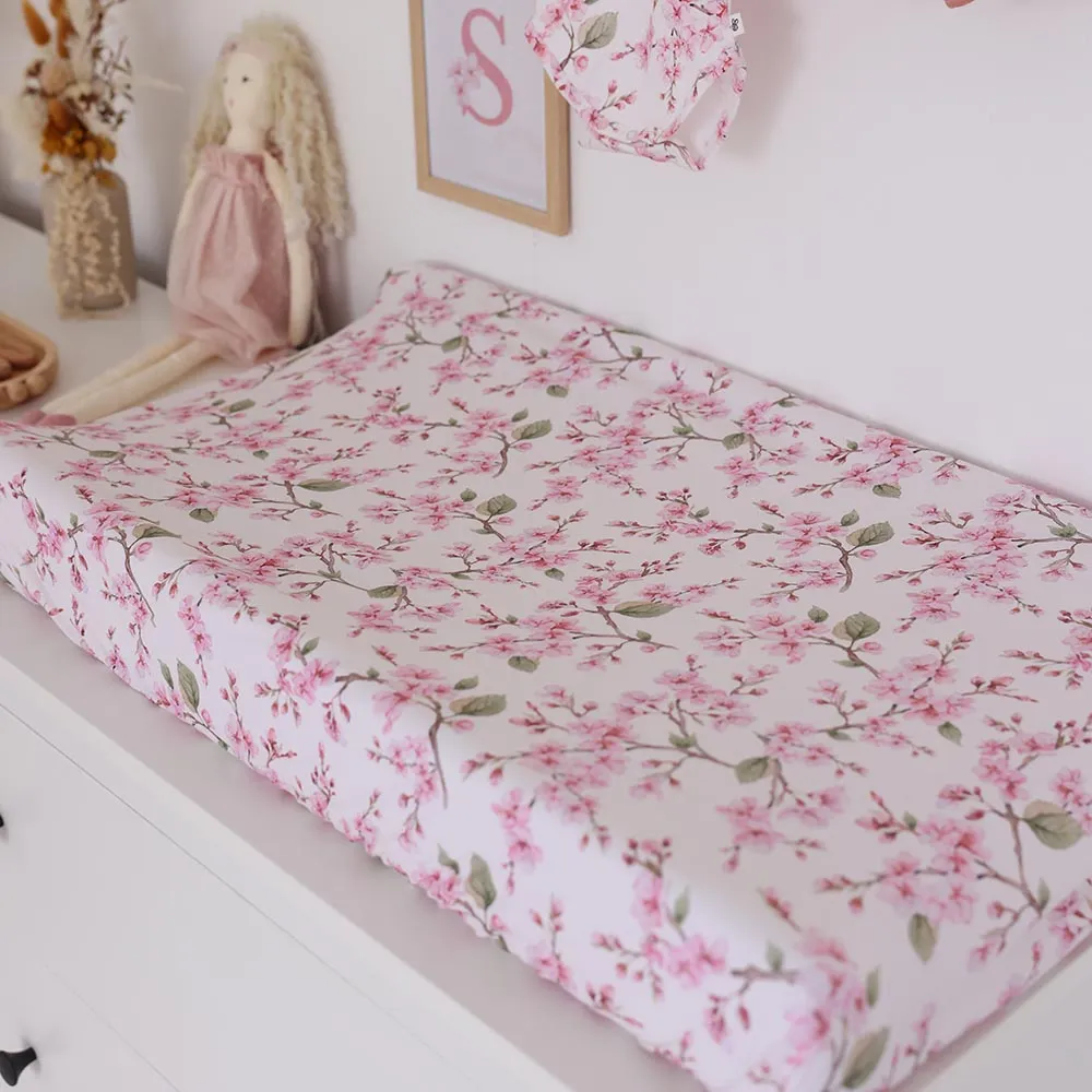 Cherry Blossom Organic Bassinet Sheet / Change Pad Cover