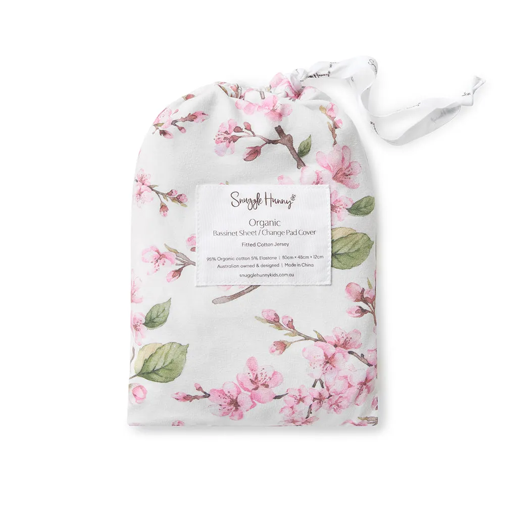 Cherry Blossom Organic Bassinet Sheet / Change Pad Cover