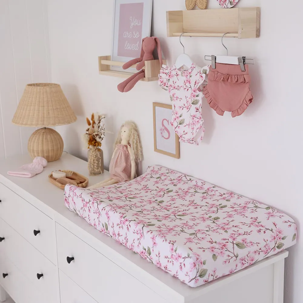 Cherry Blossom Organic Bassinet Sheet / Change Pad Cover