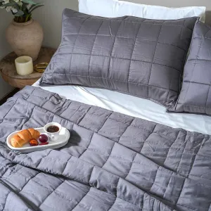 Cotton Bedcover with 2 Pillow Covers | Box Quilted Design | Grey