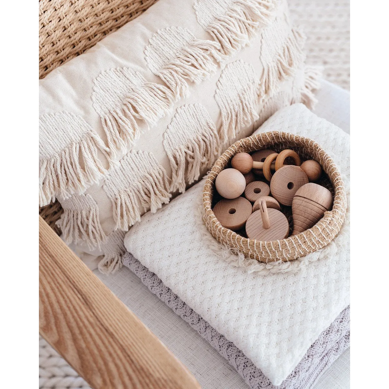 Diamond Knit Organic Baby Blanket - White