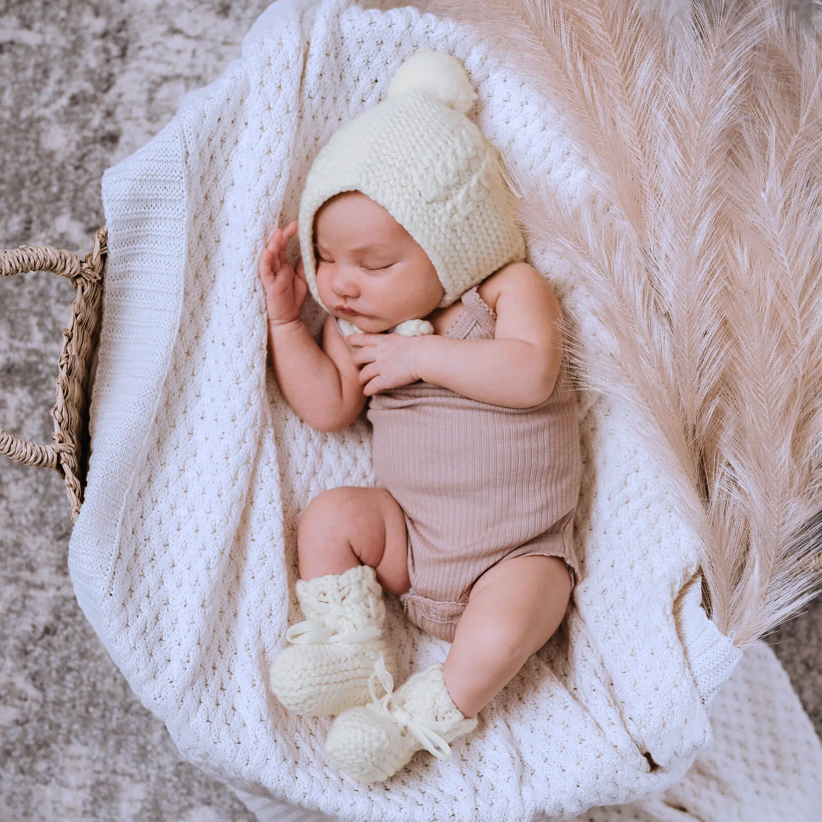Diamond Knit Organic Baby Blanket - White
