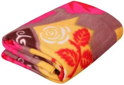 ELSTONE HOME Floral Single Bed Size Fleece Blanket- Pack of 1 (Woollen Blend, Multicolor)