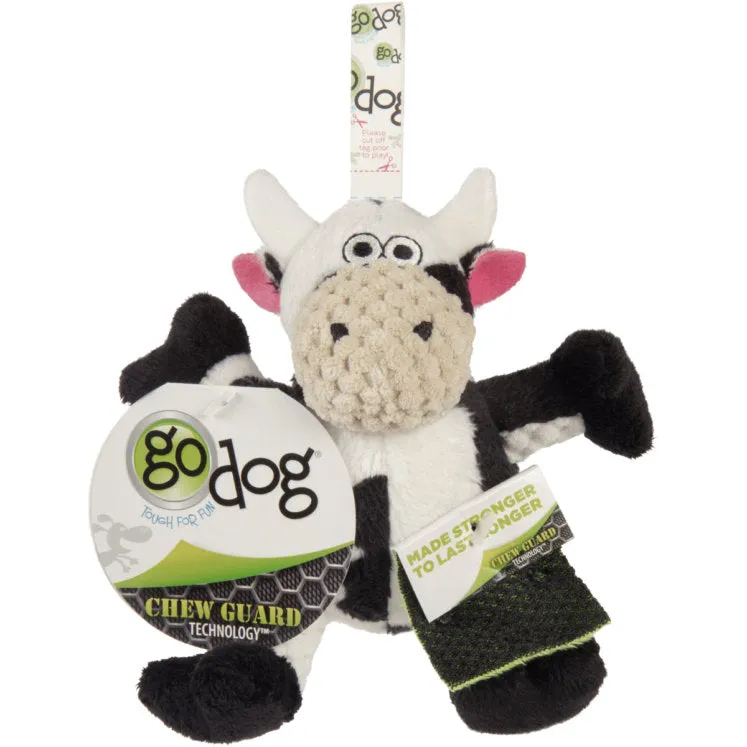 goDog Sitting Cow Durable Squeaky Plush Dog Toy