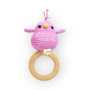 Happy Threads Bird Rattle ,Pink