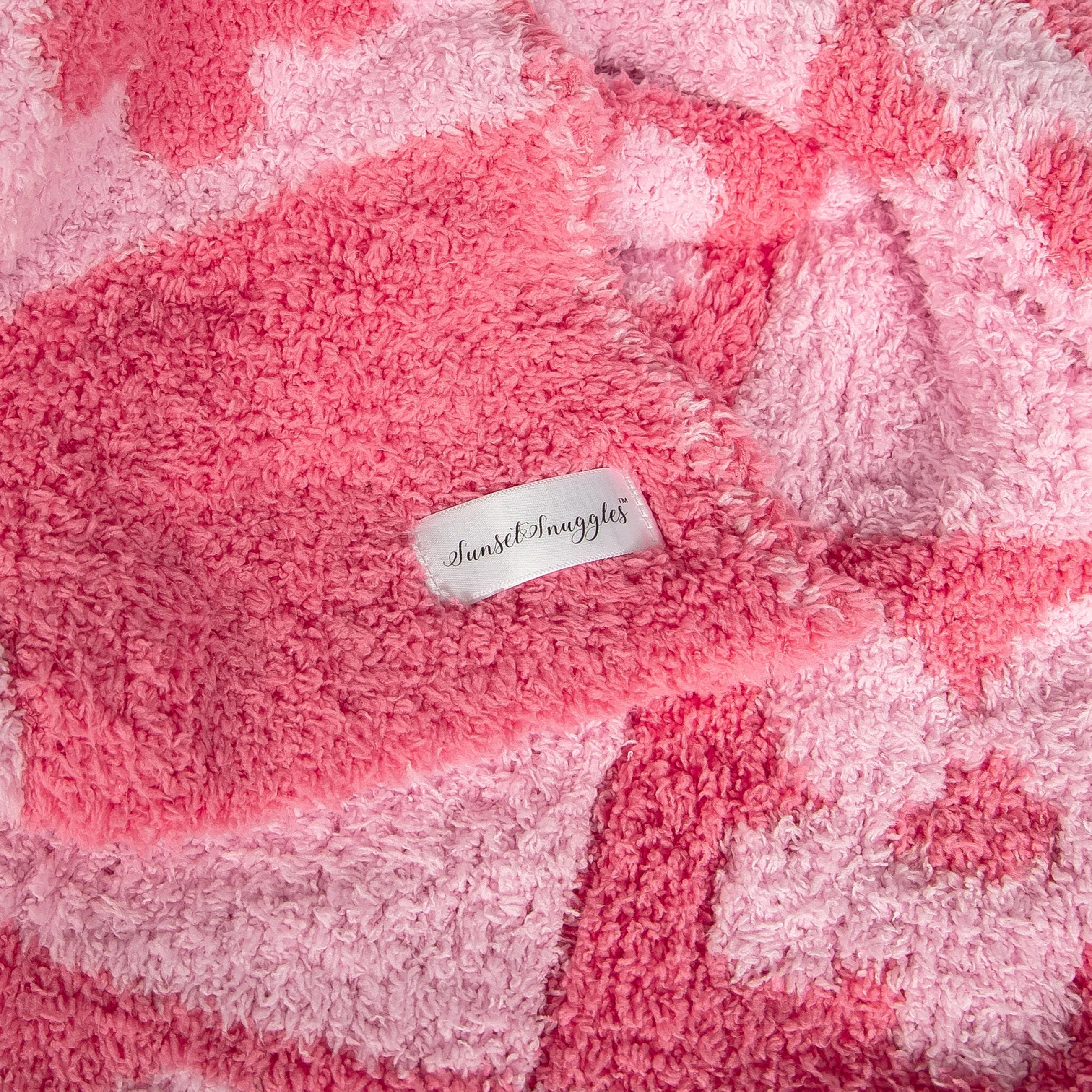 Hot Bright Pink Flower Power Checkerboard Print Toddler Blanket