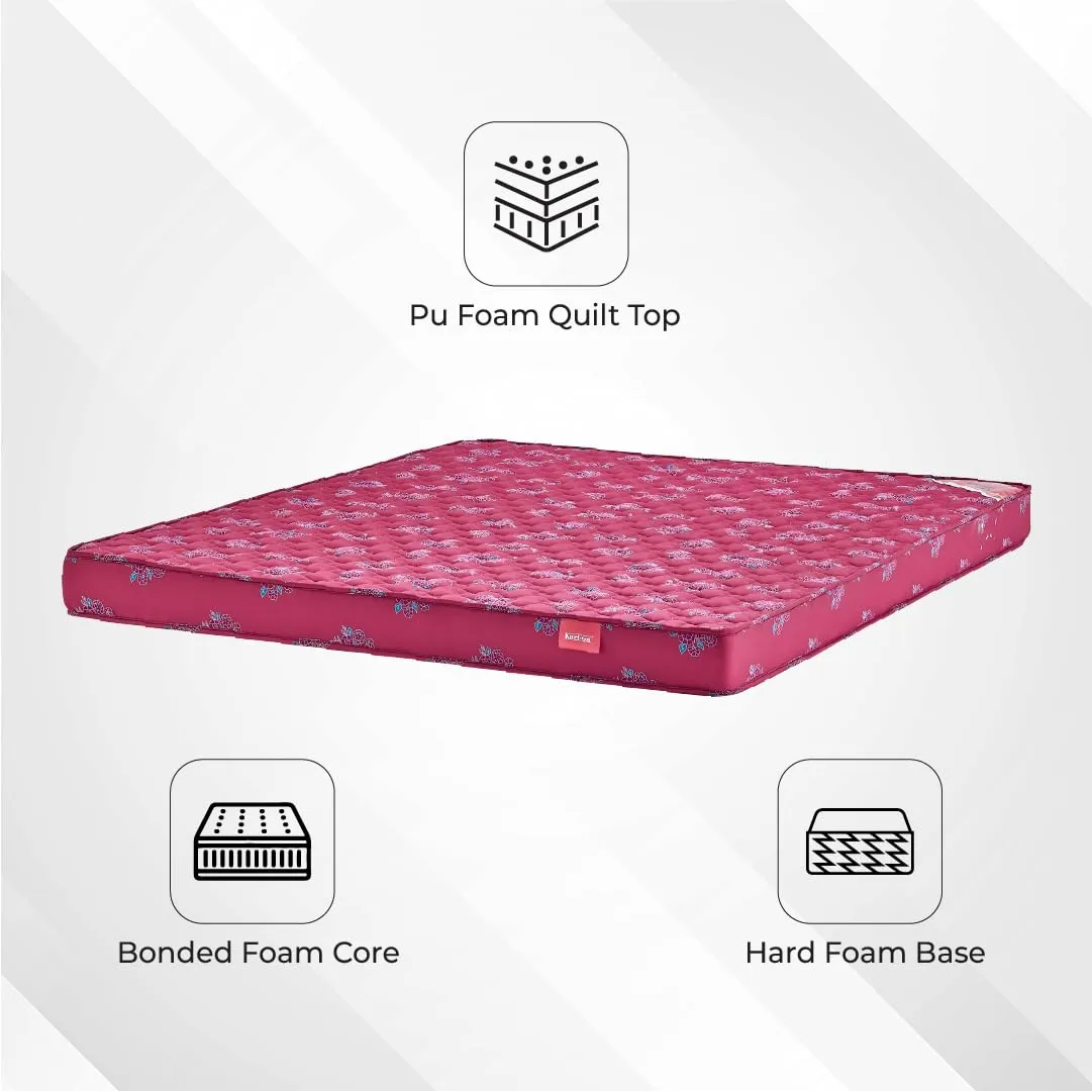 Kurl-On Mattress | Teensy | Orthopedic 5-Inch Single Size Bed Mattress (72x30x5 Inches, Medium Firm Support), Bonded Foam, Orthopedic Mattress.