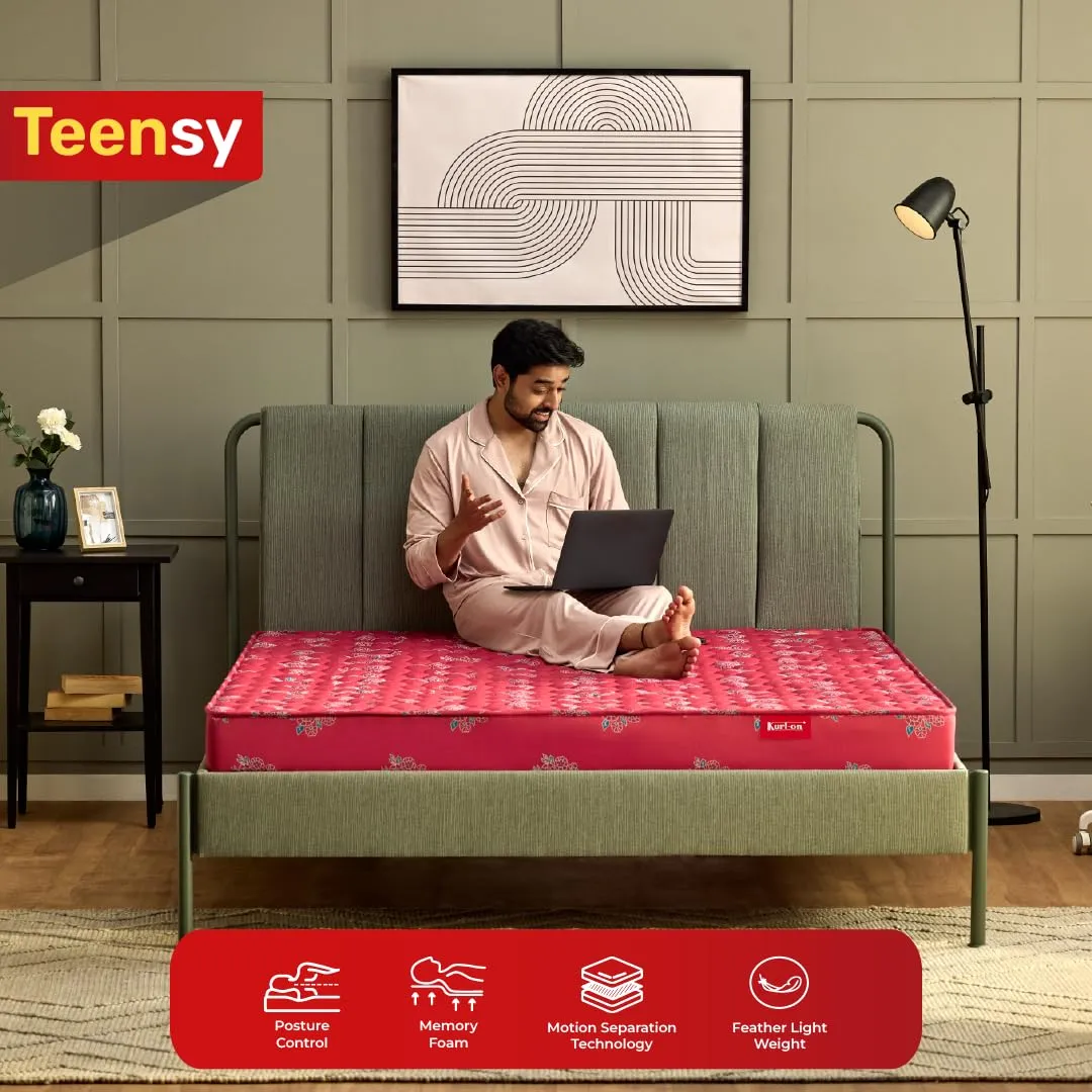Kurl-On Mattress | Teensy | Orthopedic 5-Inch Single Size Bed Mattress (72x30x5 Inches, Medium Firm Support), Bonded Foam, Orthopedic Mattress.