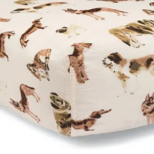 Milkbarn Dog Print Organic Cotton Muslin Crib Sheet