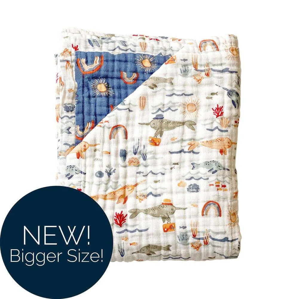 Narwhal   Hello Sunshine Classic Muslin Super Snuggle Blanket