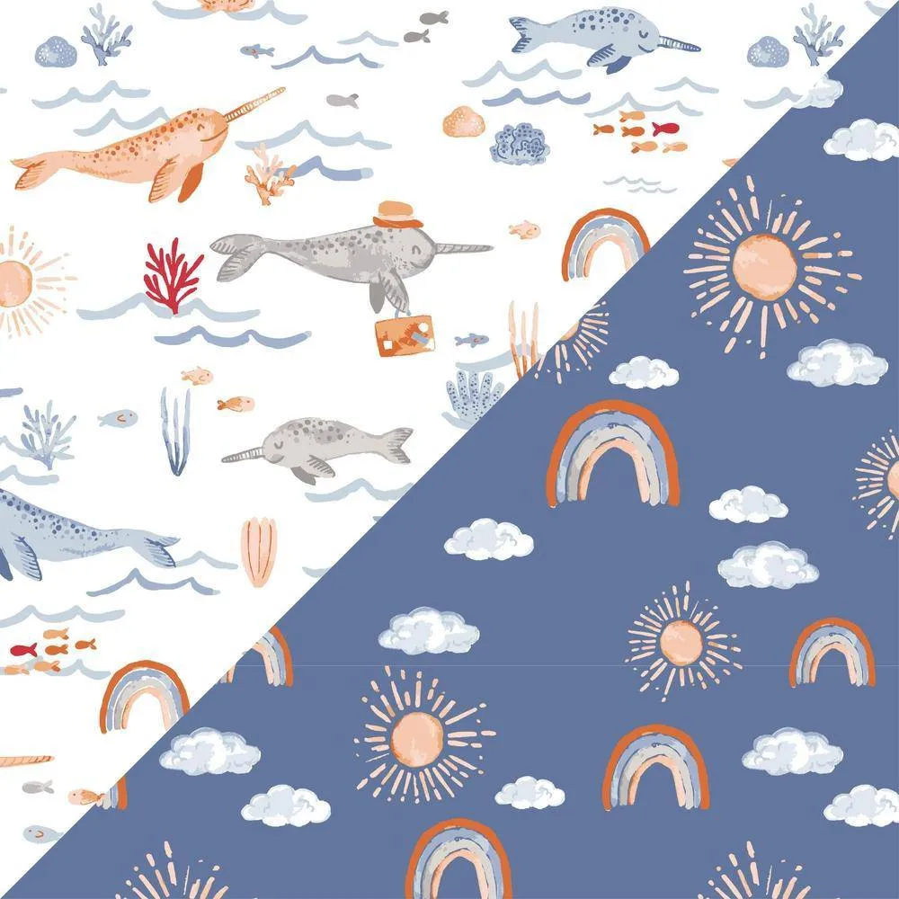 Narwhal   Hello Sunshine Classic Muslin Super Snuggle Blanket