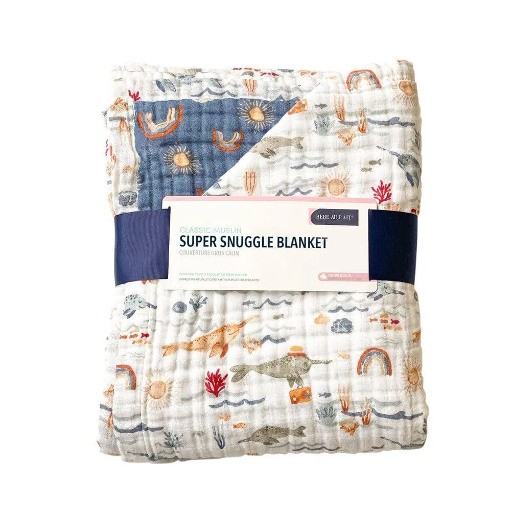 Narwhal   Hello Sunshine Classic Muslin Super Snuggle Blanket