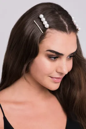Pearls & Crystals Bobby Pin Duo Set -old