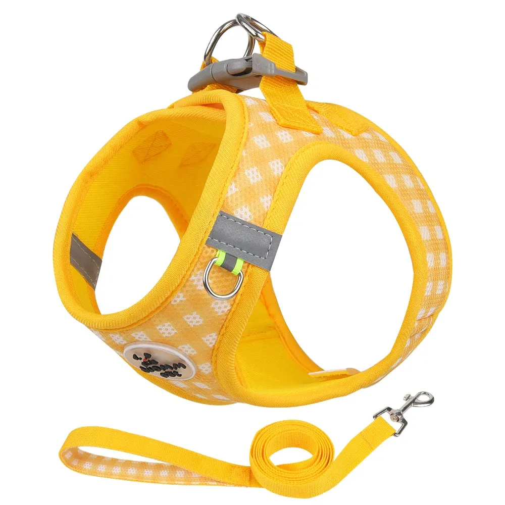 Pet Reflective Harness Leash Set Dog Breathable Chest Straps for Small Dogs Cats Harness Collar Puppy Walking Outdoor Supplies