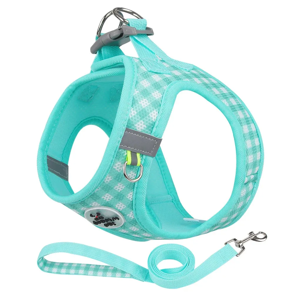 Pet Reflective Harness Leash Set Dog Breathable Chest Straps for Small Dogs Cats Harness Collar Puppy Walking Outdoor Supplies