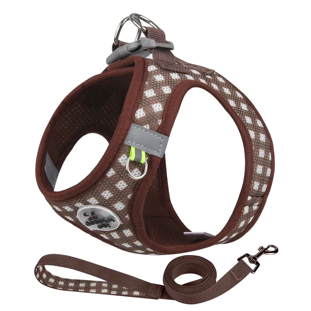 Pet Reflective Harness Leash Set Dog Breathable Chest Straps for Small Dogs Cats Harness Collar Puppy Walking Outdoor Supplies
