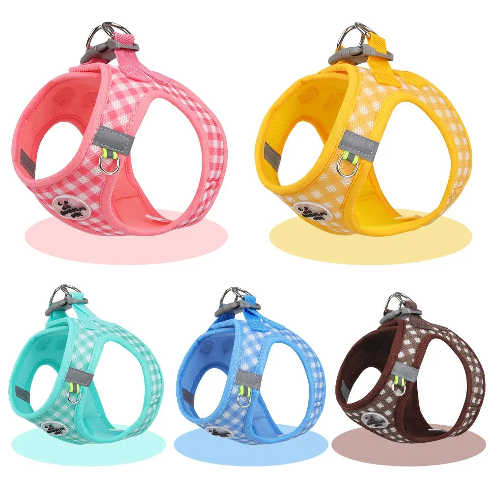 Pet Reflective Harness Leash Set Dog Breathable Chest Straps for Small Dogs Cats Harness Collar Puppy Walking Outdoor Supplies