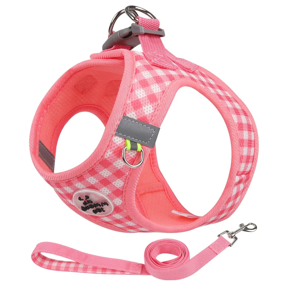Pet Reflective Harness Leash Set Dog Breathable Chest Straps for Small Dogs Cats Harness Collar Puppy Walking Outdoor Supplies