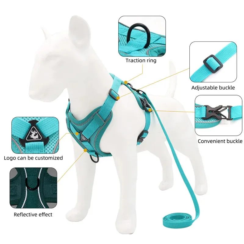 Reflective Pet Dog Harness and Leash Set for Small Dogs Chihuahua Yorkshire Fashion Breathable French Bulldog Puppy Harnesses