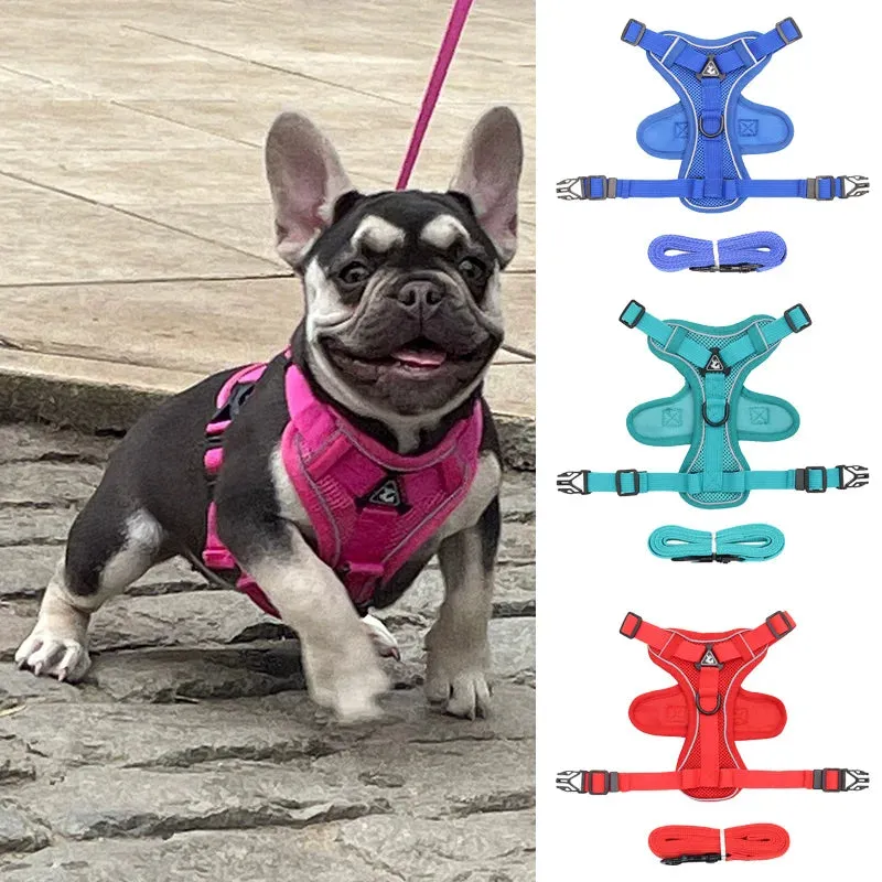 Reflective Pet Dog Harness and Leash Set for Small Dogs Chihuahua Yorkshire Fashion Breathable French Bulldog Puppy Harnesses