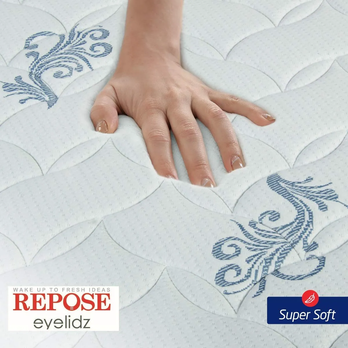 Repose Eyelidz Standard Top Sky Blue King Pocketed Spring Mattress - 78"x72"x6"