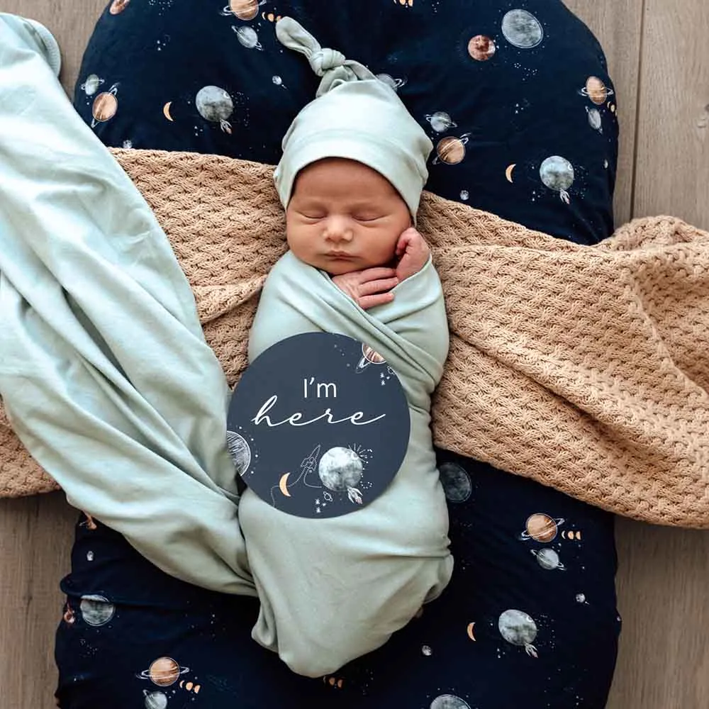 Sage Jersey Wrap Birth Announcement Set