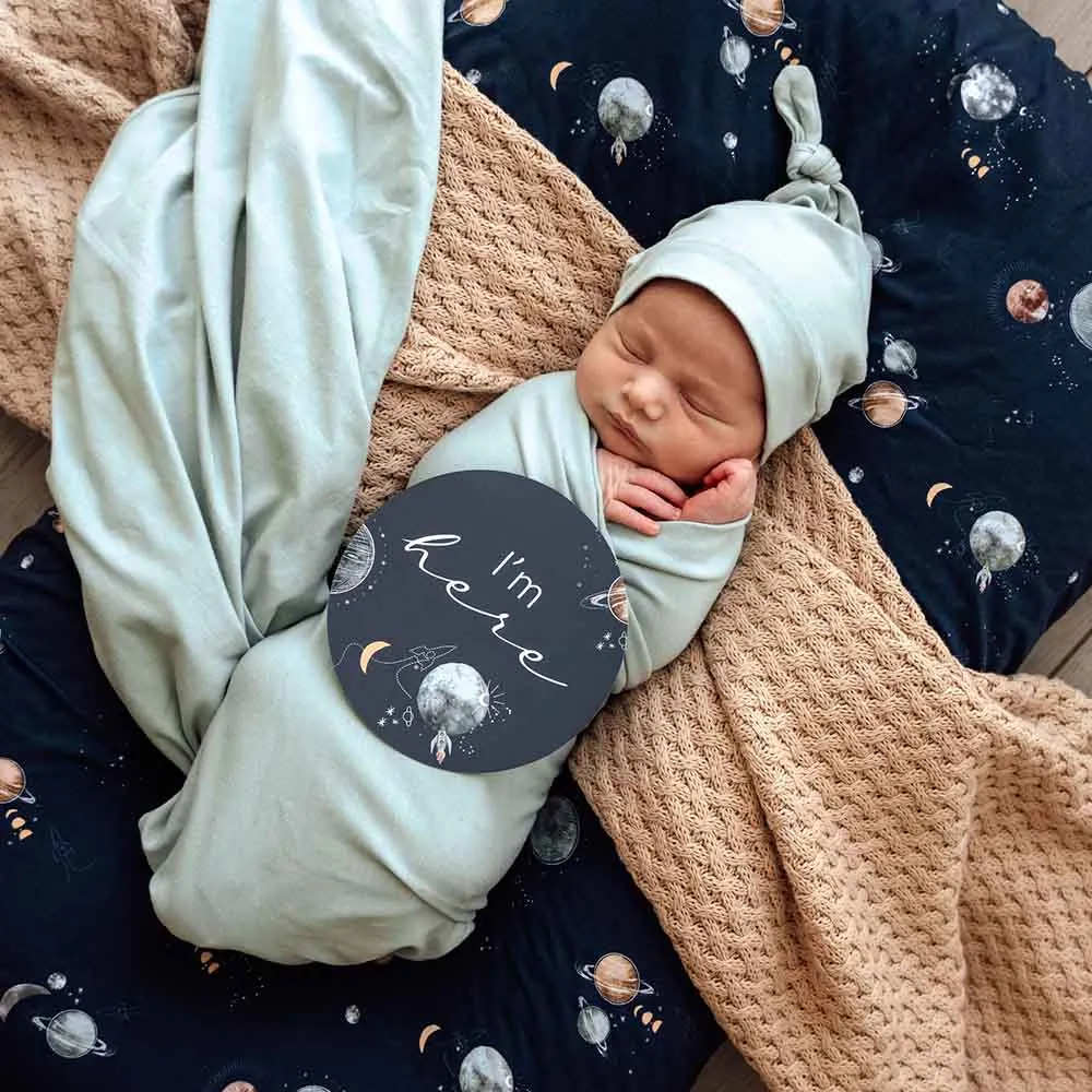 Sage Jersey Wrap Birth Announcement Set