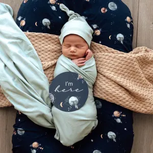 Sage Jersey Wrap Birth Announcement Set