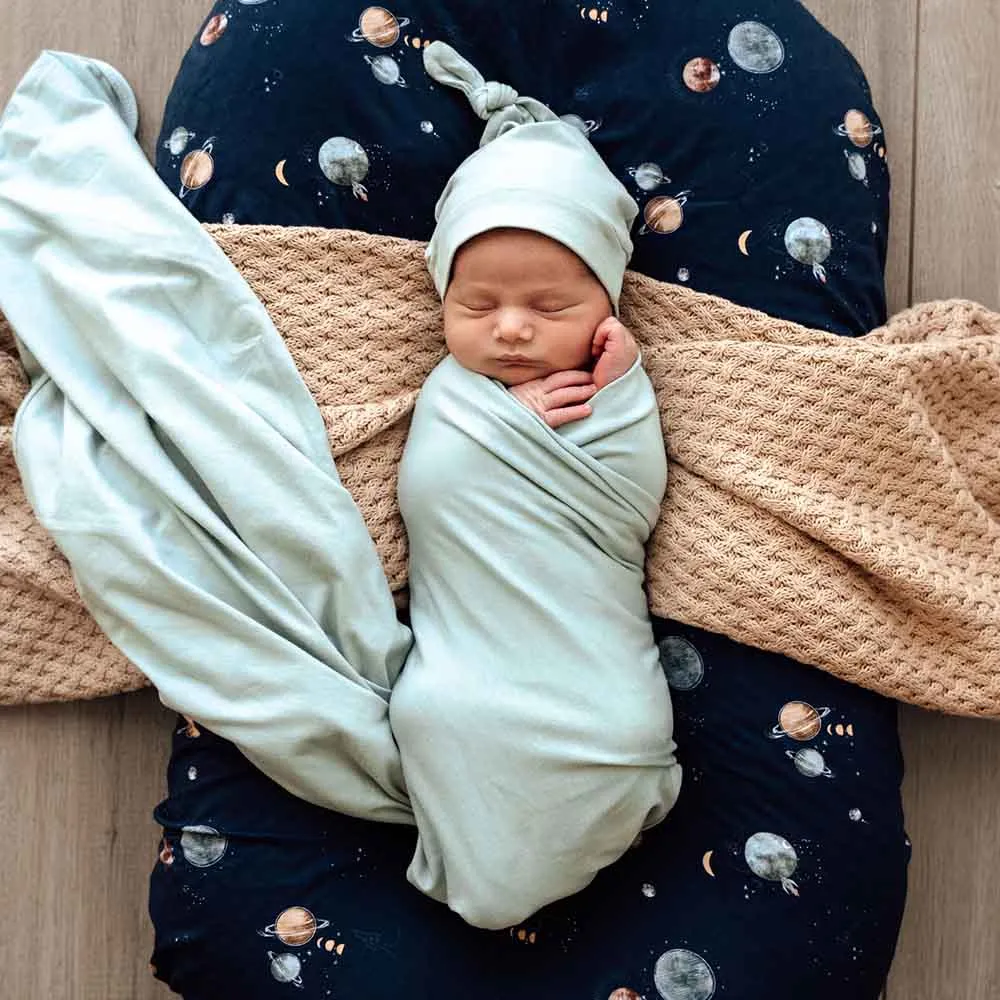 Sage Jersey Wrap Birth Announcement Set